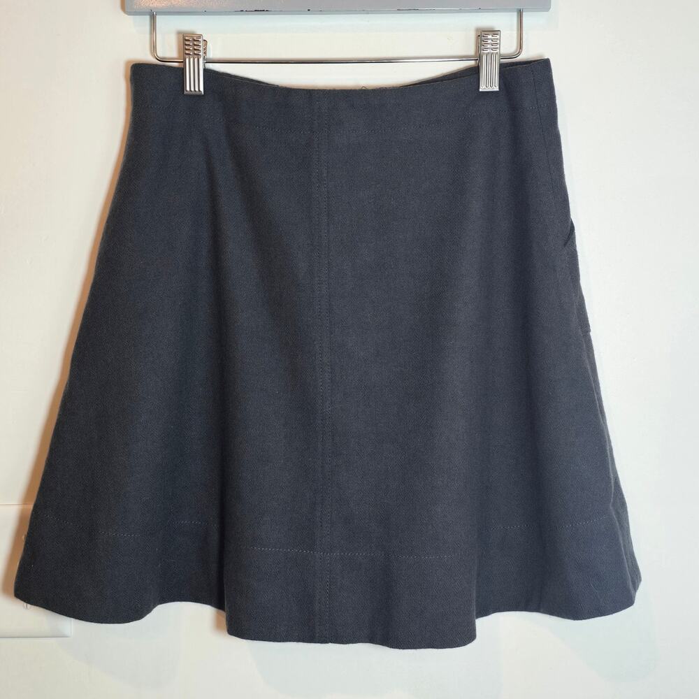 J.Crew Wool Blend Button-Front Mini Skirt Sz 4 S Gray Lined Patch Pockets Preppy - Picture 8 of 9